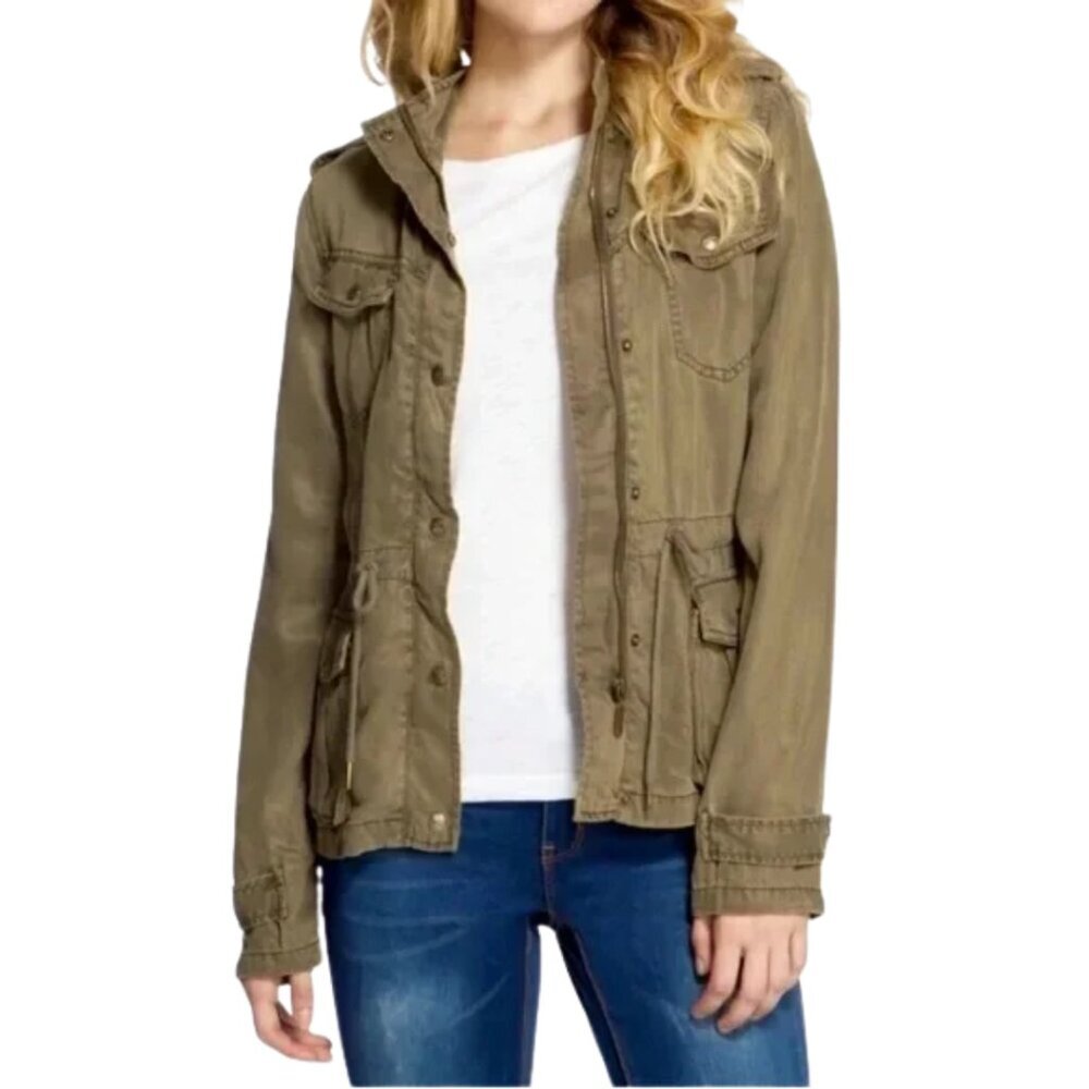 MAX JEANS Women's Tencel Anorak Jacket Size: Small Color: Olive Green